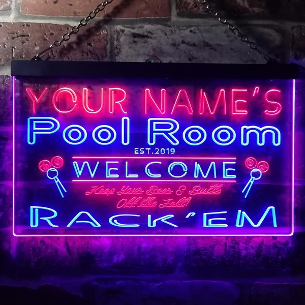 Personalized Pool Room Dual LED Neon Light Sign